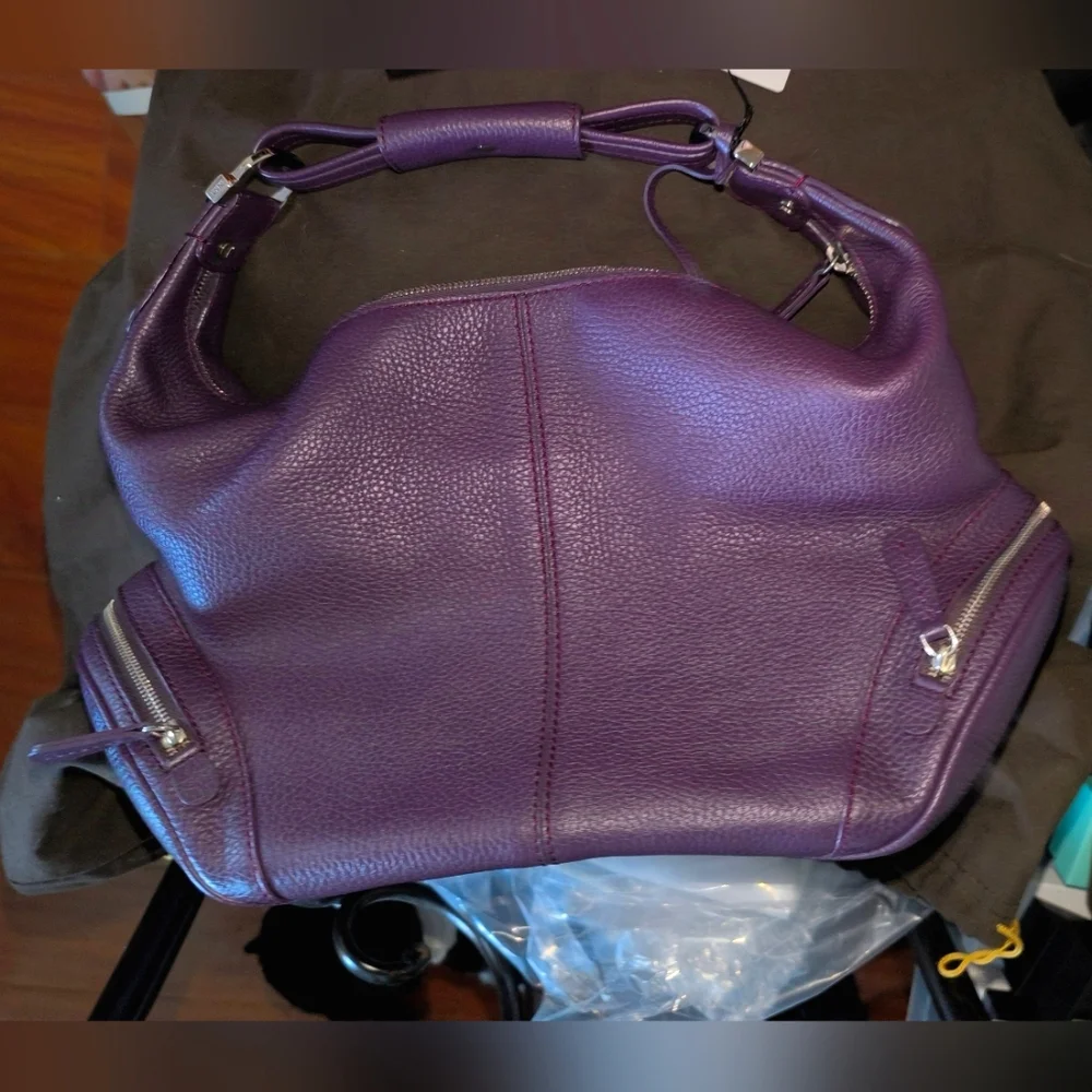Tod's Charlotte Media Hobo Cargo Pockets Purple Leather Bag